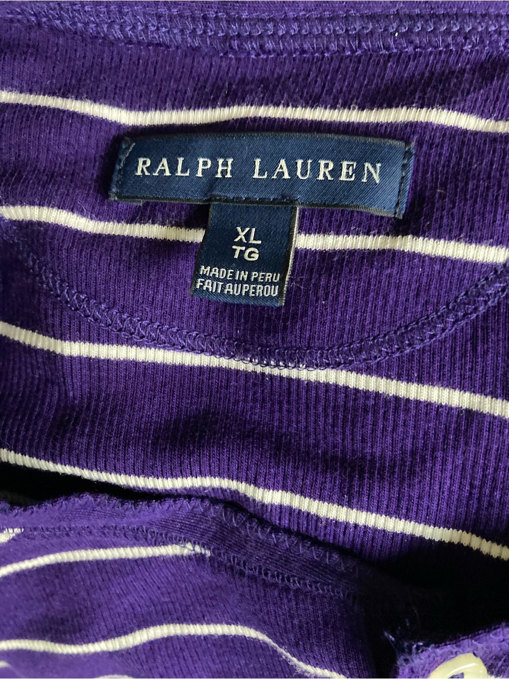 Ralph Lauren  Purple & White long sleeve T-shirt Henley Orange pony - Picture 6 of 9